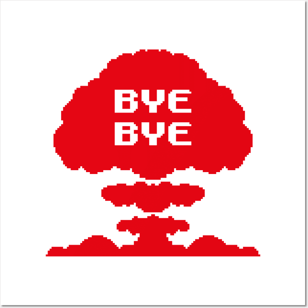 Mushroom Cloud (red, pixellated) Wall Art by GraphicGibbon